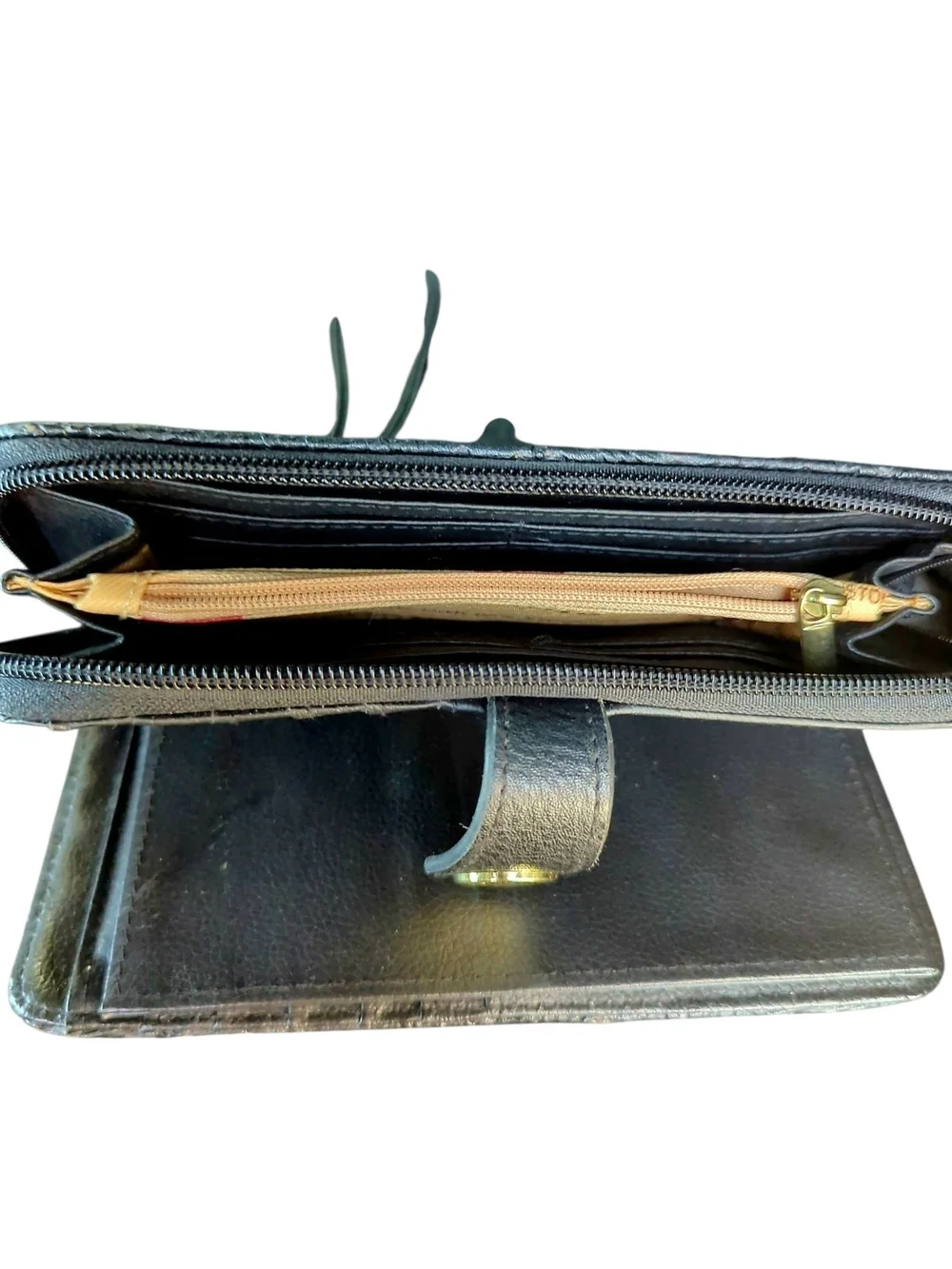 Stone Mountain Black Embossed Wristlet with Gold Accents